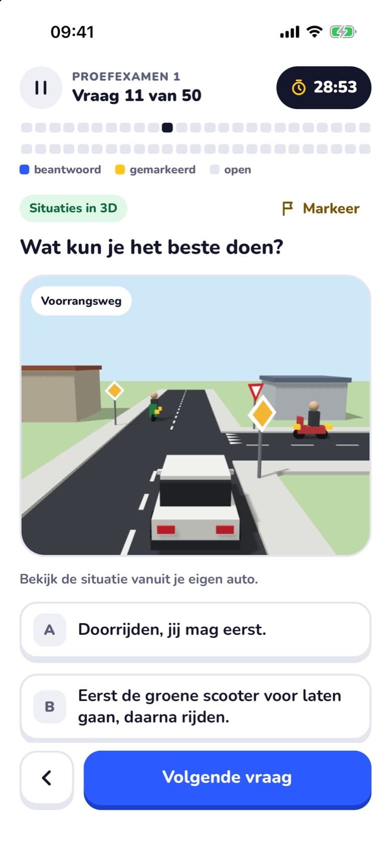 Voorrangsweg, gezien vanuit je eigen auto